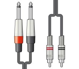 Citronic 2 x 6.3mm Mono Jack Plugs - 2 x RCA Plugs Audio Cable (Various Lengths)