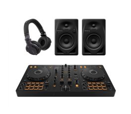 Pioneer DJ DDJ-FLX4, DM-40D-BT and HDJ-CUE1 DJ Package