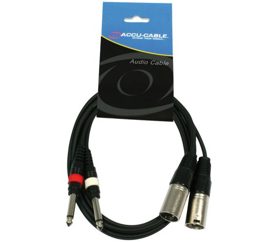 Accu-Cable Twin XLR Male To Twin Jack Cable 5m