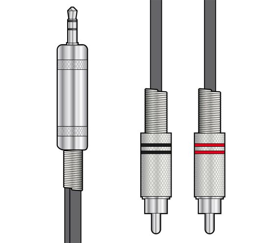 Citronic Classic Audio Leads 3.5mm TRS Jack Plug - 2 x RCA Plugs