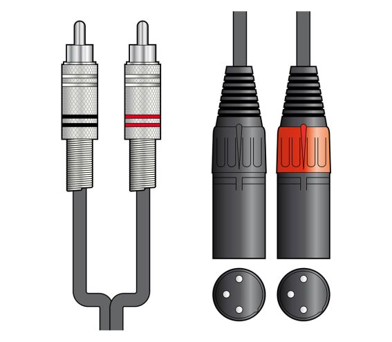 Citronic Classic Audio Leads 2 x RCA Plugs - 2 x XLR Male