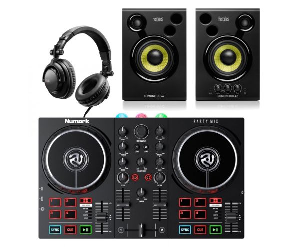 Numark Party Mix MKII, DJMONITOR 42 and HDP DJ45 Bundle