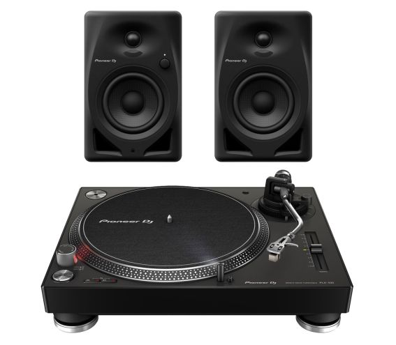 Pioneer DJ Single PLX-500 Turntable and DM-40D Speaker Bundle